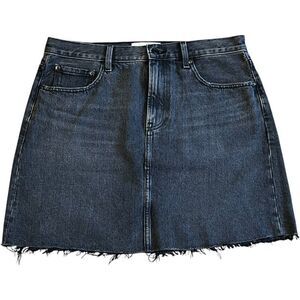 EVERLANE The Denim Skirt Black Washed Raw Hem Size 31